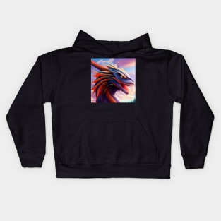Blue and Yellow Dragon with Huge Horn Kids Hoodie